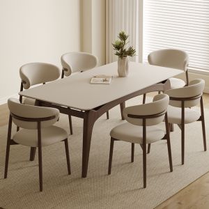 Stone Plate Solid Wood Dining Table Modern Simple and Light Luxury Ash Wood Small Apartment Suspension Rectangular Stone Plate Dining Table and Chair