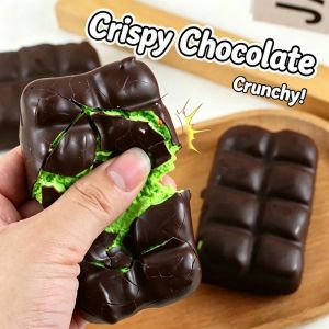 Crispy Clay Filled Chocolate Squishy Fidget Squeeze Toy Crunch Texture Stress Relief Desk Toy For Anti Anxiety Hand Gift
