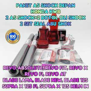 Paket As Shok Depan Asli Original Motor Honda Revo Fit  Revo X  Revo Fi Revo Absolute  Blade New Blade 125  Supra X 125 Fi Injeksi SupraX125 Helm In Kodepart Kwb 2 batang as sok 2 set seal shock + abu  1set Oli sock Pipa halu halu ass skok Ori AHm