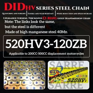 Universal Motorcycle Chain Oil Seal Golden Chain DID Oring 520 525 530 428 Chains 120 136 Links