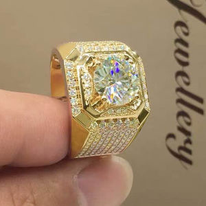 Big White Crystal CZ Ring For Women Men Fashion Gold Color Hip Hop Full Crystal Engagement Ring Men Wedding Band Party Jewelry h260529