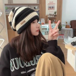 ผ้าโพกศีรษะ แฟชั่น อ่อนนุ่ม หมวกไหมพรม ตัวอักษร ป้องกันความเย็น กันลม ลดอายุ ชายชรา ฤดูหนาว