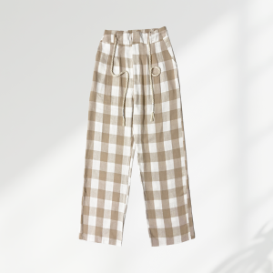 Quần Kẻ Caro Nữ Ống Rộng MAK Vải Dạ Flannel Cao Cấp Có Dây Rút Eo Cá Tính Phong Cách Hàn Quốc Chất Dày Dặn Tôn Dáng