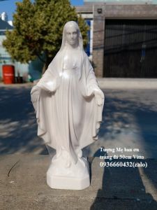 Tượng Đức Mẹ Ban Ên Trắng Đá Vitto 30cm Phong Cách Cổ Điển - Quà Tặng Công Giáo Ngoại Thất