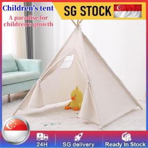 Childrens tent Foldable Children Play Tents Playhouse indoor room Beige tent boys and girls baby toy room Solid wood canvas room