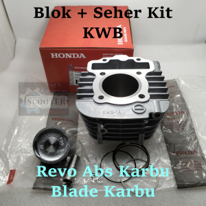 BLOK SEHER + PISTON KIT KWB HONDA REVO ABS KARBU BLADE KARBU KUALITAS ORI ASLI PRESISI DAN AWET CILINDER BLOCK (Bisa Cod)