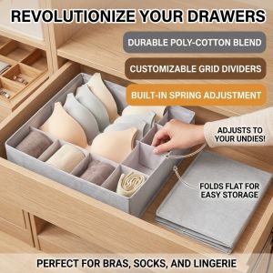 Underwear Storage Box Foldable Organizer Adjustable Dividers Durable Home Essentials