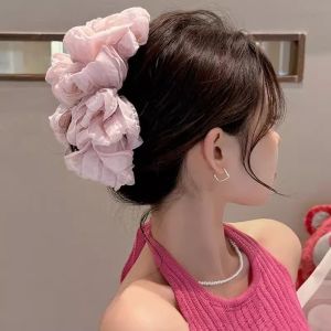 78YUANFF ใหญ่มากๆ ที่หนีบผม สีทึบทึบ หลายชั้นได้ คลิปปลาฉลาม ปมผีเสื้อ กิ๊บติดผม สำหรับผู้หญิง