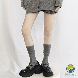 Makayo ถุงเท้ายาวถึงเข่าของผู้หญิง ผ้าถัก ยืดหยุ่นดี ถุงเท้าผ้าฝ้ายแฟชั่นสตรีขายดี Ankle Socks