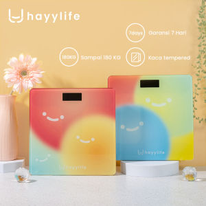 HAYYLIFE Timbangan Badan Digital Max 180 KG Layar LCD 26*26 Warna Warni Pola Smiley HL-FBB643