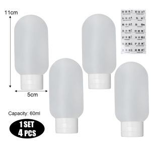 6ชิ้นที่บรรจุเครื่องสำอางเติมใหม่ได้เดินทาง60มล. ชุดขวดเดินทางขวดบีบขนาดเล็กสำหรับอุปกรณ์อาบน้ำแชมพูครีมนวดผม