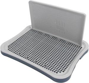 Brrnoo Dog Potty Tray Portable Dog Training Toilet with Wall Column Removable Mesh Training Potty for Small Medium Large PetsPee Pads Holder Dog Litter (Black)