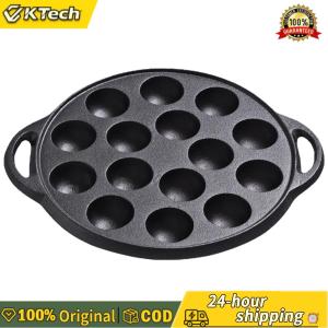 【Free Shipping】 Iron Grilling Pan Cooking Plate 15 Compartment Holes Nonstick Octopuses Meat Balls Octopus Ball Maker for Octopuses Balls Pancake