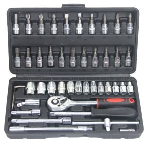 46PCS Chrome Vanadium Bolt Socket 46PC Wrench Screwdriver Bit Set Repairing Kit Tool Repair Ratchet Bits Spanner