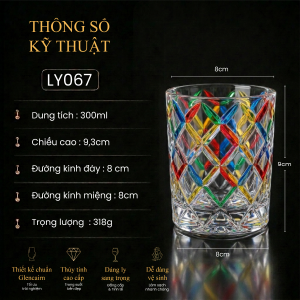 Ly Thủy Tinh Tumbler - Colored Lattiace Pattern | 300ml | [LYNOIR_LY067]