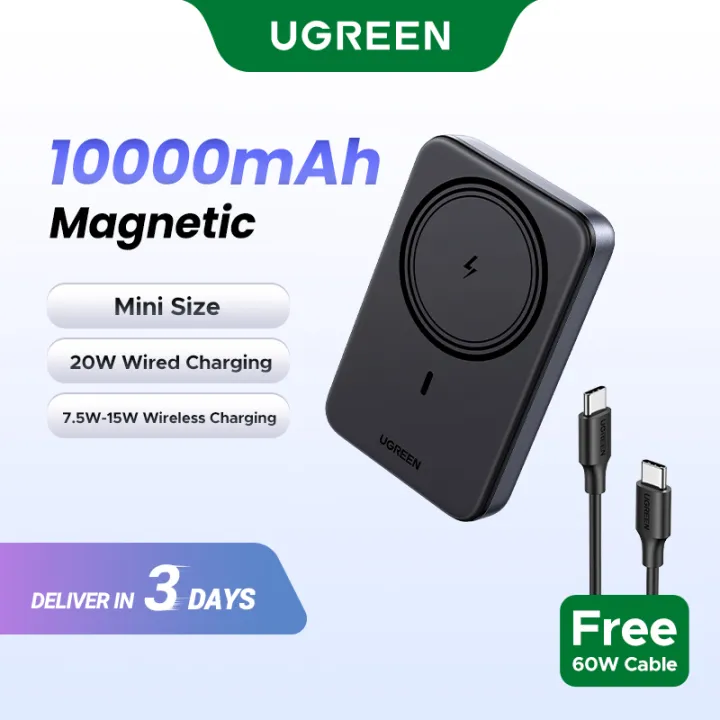 UGREEN 10000mAh Magnetic Wireless Fast Charging Powerbank Portable Wireless Charger for iPhone 17 14 13 16 12 pro max 15 pro Magsafe Portable Power Bank Para sa iPhone at Android Mabilis na Charging