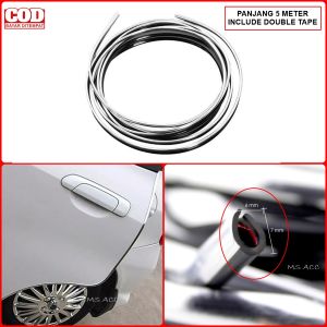 List Pengaman Pintu Mobil Warna CHROME Panjang 5 Meter Bahan Tebal Lis List Moulding Universal OK