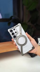 Eary Aluminum Metal Z Case for Samsung Galaxy S26 Ultra Frameless Phone Cover Magnetic 360 ° Ring Stand Holder Shockproof Bumper