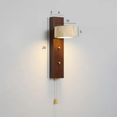 Retro Yellow Travertine Wall Light With Zipper Switch Wabi-sabi Style Bedroom Bedside Wall Lamp Minimalist Living Room Background Wall Lights Stair Light