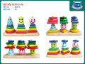 Bộ xếp hình 3 trụ, Đồ chơi gỗ Winwintoys. 