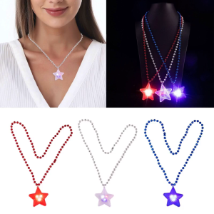 สร้อยคอเรืองแสงสร้อยคอสะท้อนแสงรูปดาว LED สำหรับปาร์ตี้วันหยุดของขวัญของที่ระลึกอุปกรณ์สำหรับเด็กผู้ใหญ่