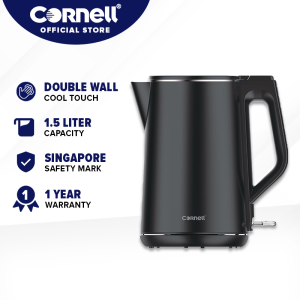 Cornell 1.5L 1.8L Cool Touch Double Wall Cordless Kettle with full inner Stainless Steel