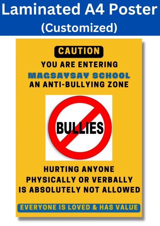 Laminated No Bullying Posters, Bullying Not Allowed Posters, Anti-Bullying Posters