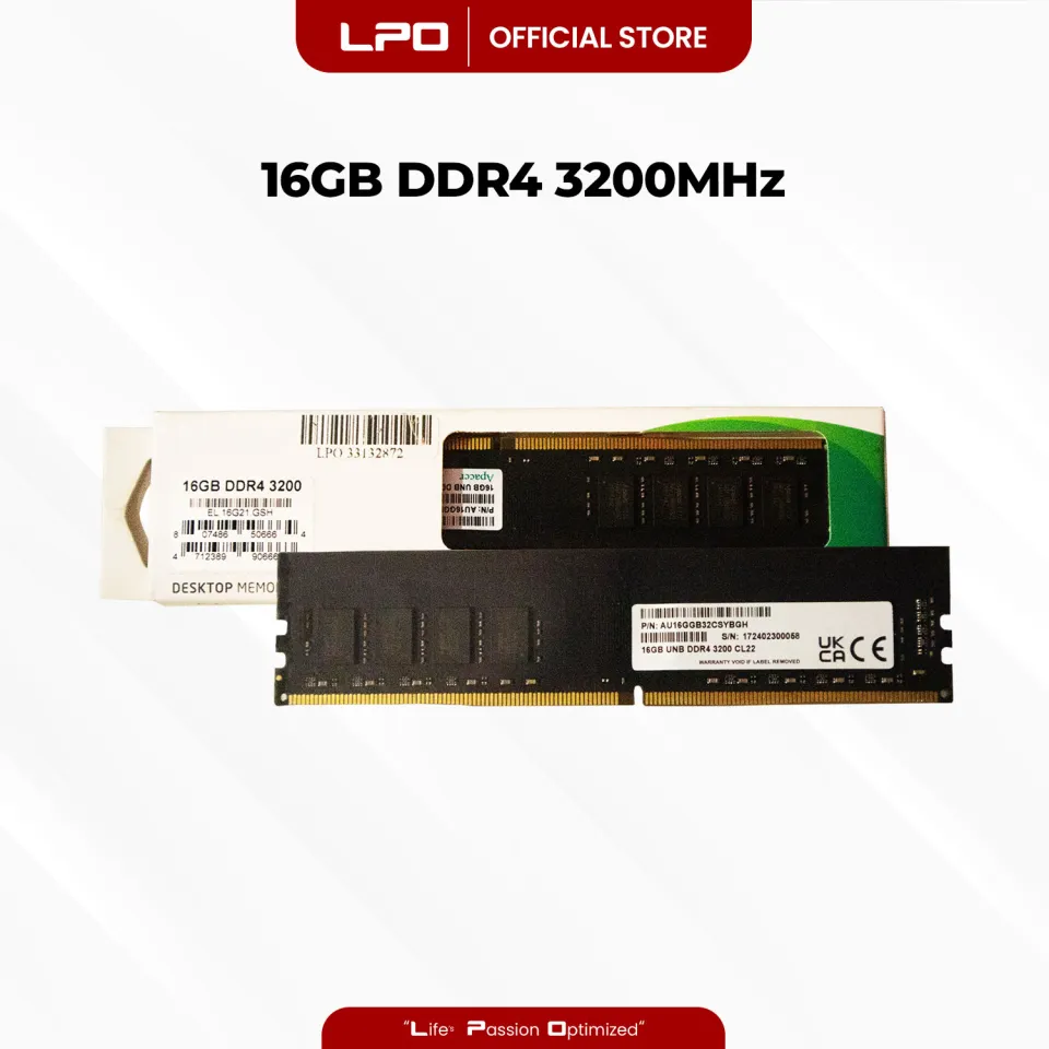 Apacer 16GB DDR4 3200Mhz DIMM for Desktop RAM - Main Image