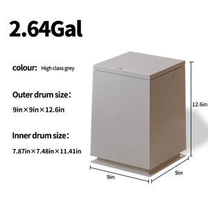 Trash drum with cover press open lid creative square paper basket large capacity waterproof and fingerprint resistant suitable for bathroom living room kitchen bedroom RV dressing table home decoration