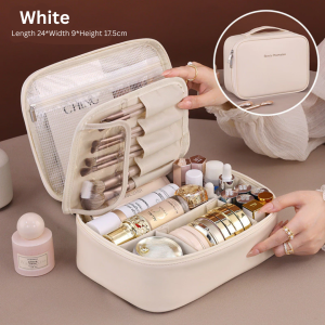 Luxury Cosmetic Organizer Bag with Detachable Brush Board - Elegant Makeup Storage Case