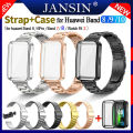 Metal strap+case For Huawei band 10 9 8 smart band Stainless steel metal loop band for huawei Watch Fit 2 Screen protective case for huawei band 7 band 6 /6Pro. 