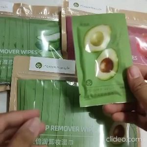 Towel Cleansing Face Wet Wipes Makeup Remover Wet Tissues Avocado Remover Moisturizing Cleansing绿素卸妆湿巾