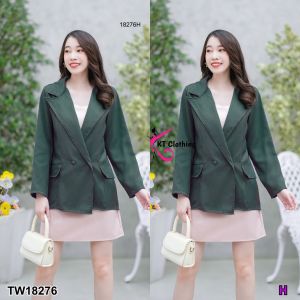 P18276 Set 3 ชิ้น เสื้อสูทเบลเซอร์ + ครอปสายเดี่ยว + กระโปรงทรง A