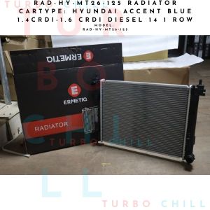 RAD-HY-MT26-125 RADIATOR CARTYPE: HYUNDAI ACCENT BLUE 1.4CRDI-1.6 CRDI DIESEL 14 1 ROW