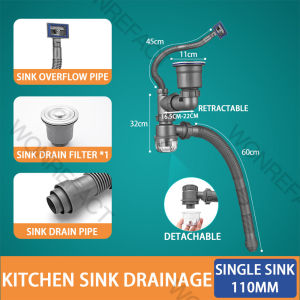 Kitchen Sink Strainer Drain Hose Vegetable Basin Drainer Pipe Single / Double Sink Drain Set