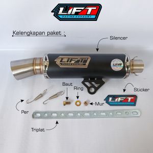Silencer Knalpot Samlong Lift Ori Coating Hitam Stainless Steel All Matic Inlet 38mm Silincer Only