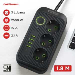 Taffware Stop Kontak Kabel USB Type C 10A 250V 2500W 1.8M 3 Lubang - QL-1074U