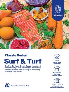 3 Furries Healthy Ready to Eat Dog Food Classic Surf & Turf