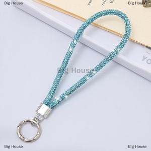 [COD] Big House Luxury Mobile Phone Wrist Straps Glitter Rhinestone Phone Lanyard Keychain Hanging Anti-lost Rope