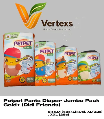 Petpet Pants Diaper Jumbo Pack Gold+ Unicorn (Size M(48s) L(40s) XL(32s) XXL(28s) )