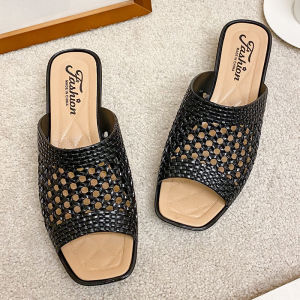 JS Fashion Lady Slip On Jelly Shoe Clog sandal Slipper Kasut Perempuan Selipar bertumit 潮流女鞋镂空花跟鞋