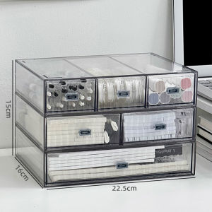 Office Desktop Transparent Drawer SET Organizer Multi Grid Makeup Cosmetic Student Desk Organizer Storage Stationary Handy Book Notebook Pen Storage Drawer