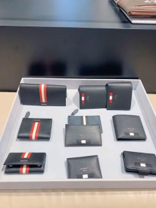 Bally Classic Mens Wallet Mens Brown Oil Waxed Leather Genuine Leather Wallet Black Red White Striped Short Style Wallet for Men