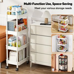 5 Tier Swivel Wheel Storage Rack Silent Rollers with Brakes for Space Expansion