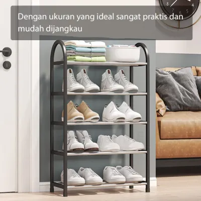 Rak Sepatu tingkat Tempat Sepatu kokoh Rak Sepatu Serbaguna 4 dan 5 Susun Rak Sepatu Stainless Kuat Tempat Sepatu Sandal Multifungsi