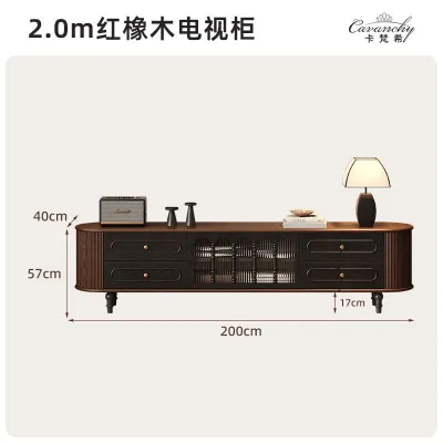 French r solid wood TV cabinet tea table combination living room home use antique style double color edge cabinet