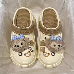 Upgrade Fashion High Heel Cross Sandals For Women Slippers Hole Wedge Korean Shoes Animal Patterns