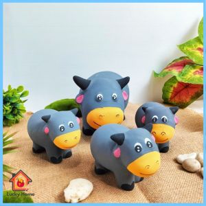 ตุ๊กตาเซรามิคแต่งสวน ตุ๊กตาแต่งสวน ตัวใหญ่ ตุ๊กตาจัดสวน เซรามิค ควายสีเทา 1ชุด ได้ 4ตัว 11*18*15ซม.