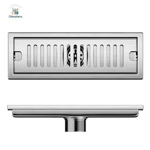 Multiple Sizes Removable Cover Linear Shower Drain Anti-odor Brushed Rectangular Floor Drain 304 Stainless Steel