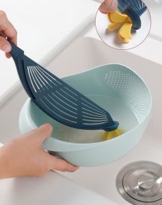 F-shineไม้ซาวข้าว ไม้สําหรับซาวข้าว ล้างข้าว ที่ล้างข้าวสาร อุปกรณ์ล้างข้าวสาร สะดวก ง่าย แขวนได้ ประหยัดพื้นที่ มีตะแกรงรินน้ําออก